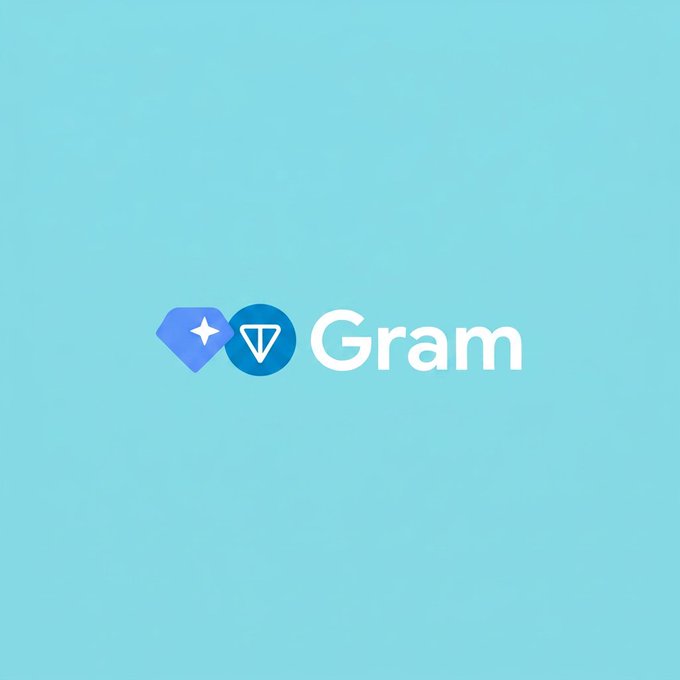 The image features a blue background with white text that reads "Gram". The text is accompanied by two blue circles, one of which has a star inside. The text also includes some words related to cryptocurrency, such as "TON" and "native token", suggesting that it might be about the native token of a cryptocurrency called TON. The image seems to be promoting or discussing the native token of TON, which is currently named "Toncoin".