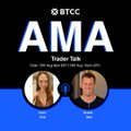 A promotional graphic for an upcoming BTCC AMA session featuring insider talk, scheduled for Friday, 14th June 2024, 12:00 UTC, showcasing two guest speakers. The image serves as a countdown announcement for the live audio event referenced in the post, which indicates "30 mins to go."