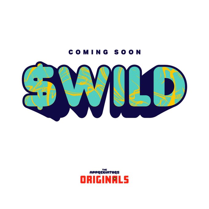 A promotional graphic displaying the text "COMING SOON" above a stylized "$WILD" logo in teal and yellow, with "THE APPRECIRATORS ORIGINALS" branding at the bottom, teasing an upcoming announcement related to the $WILD ticker.