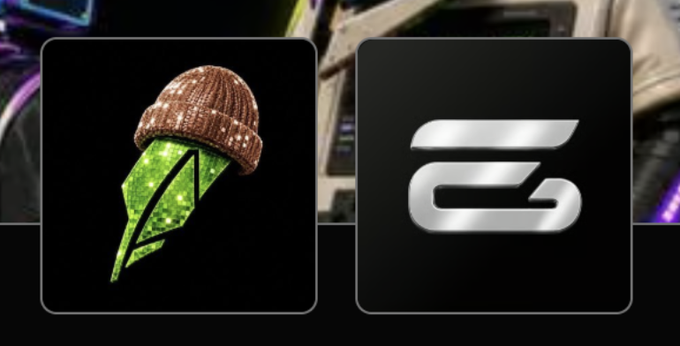 Two app icons displayed side by side: a green, glowing leaf wearing a brown beanie on the left, and a silver, stylized 'G' logo on the right, set against a dark background.
