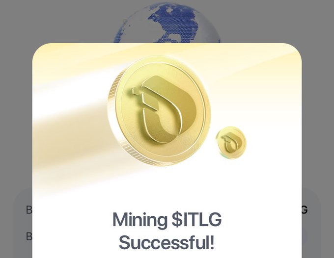 A promotional graphic shows gold coins with the Sui logo and text reading 'Mining $ITLG Successful!'