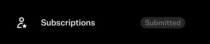 A dark-themed digital interface showing a 'Subscriptions' section with a '0' count next to a profile icon, a star symbol, and a grayed-out 'Submitted' button.