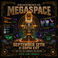 A promotional poster for a 'Gravemind Megaspace' cryptocurrency project event scheduled for September 12th.