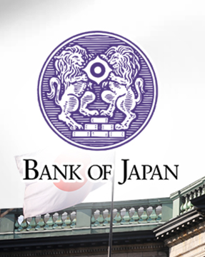 The image shows the Bank of Japan (BOJ) seal displayed above the bank's building with a Japanese flag, which directly relates to the post's discussion of the BOJ's anticipated interest rate hike to 1.25% on Friday.