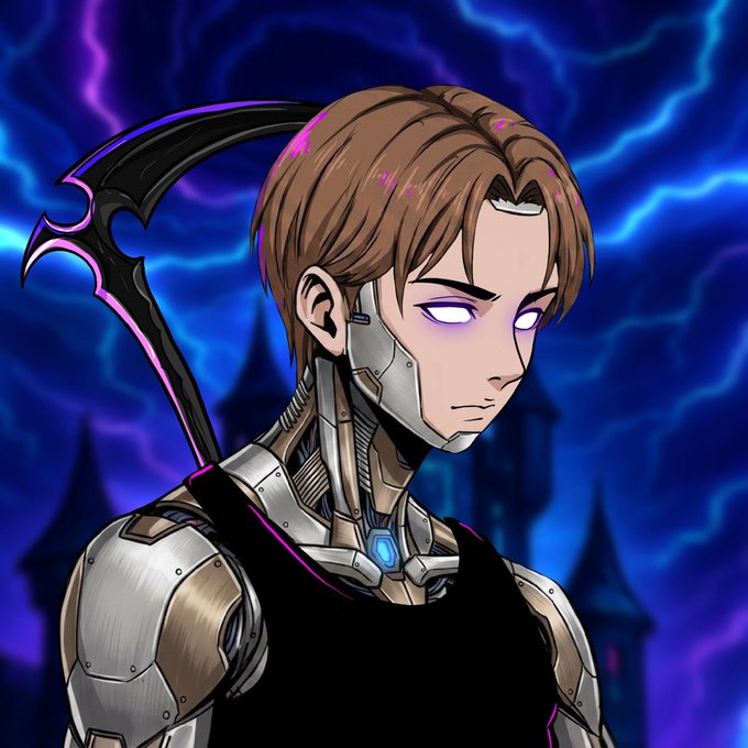 The image features a man with purple eyes, wearing a black tank top and holding a sword. The background of the image shows a blue sky filled with lightning bolts, creating an intense atmosphere. There are also two castle-like structures visible in the scene, adding to the overall theme of a dark and mysterious setting. The post appears to be related to the Phase 2 ending soon, as it mentions that once Phase 2 ends, there will be a special surprise for those who registered their InkScore during Phase 1 or Phase 2.