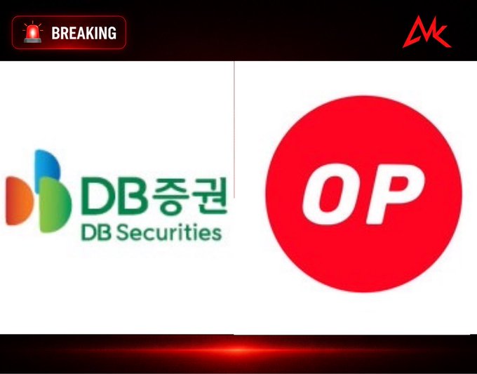A 'BREAKING' news thumbnail shows the 'DB증권 DB Securities' logo next to a red 'OP' circle, with an 'AK' logo in the corner.