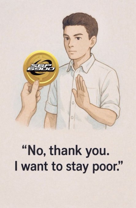 An illustrated character declining a gold coin labeled 'See You' with the caption 'No, thank you. I want to stay poor.'