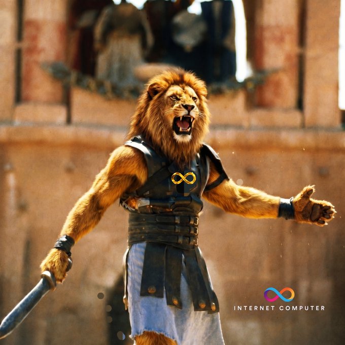 The image features a man dressed as a lion with an open mouth, holding a sword in his right hand. The background shows a castle or building, which could be a part of a movie set or a themed event. The caption "What we do in life, echoes in eternity - $ICP" suggests that the man's actions and presence in this image are symbolic of the idea that our choices and experiences have lasting impacts on our lives. This concept is often associated with the quote by Epictetus: "It's not what happens to you, but how you react to it." The lion character could represent strength, courage, or power, while the sword symbolizes action and determination. Together, they convey a message about the importance of making choices that align with our values and beliefs, as well as embracing challenges and opportunities in life.