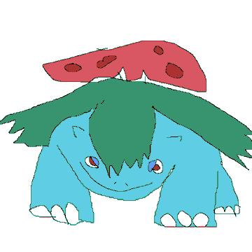 A hand-drawn digital illustration of Venusaur, the final evolution of Bulbasaur from Pokémon, shown in its classic green and blue coloring with a large pink flower on its back. The artwork appears to be a sharing graphic from the cryptocurrency platform "vvv.so/pokemon1," as indicated by the caption.