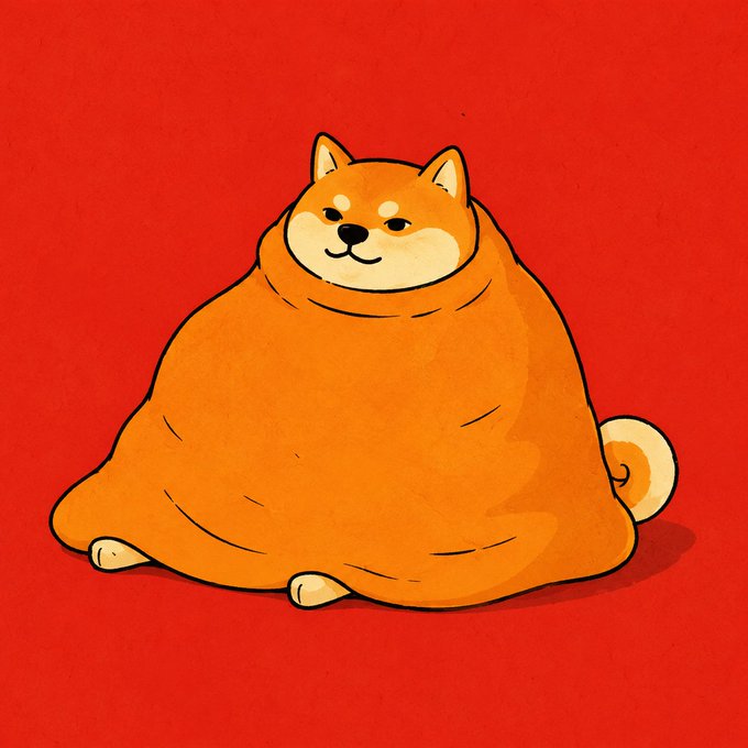 A chubby, smiling orange Shiba Inu sits against a bold red background, embodying the playful spirit of the Shiba Army. The image perfectly complements the post's celebration of top 24h trading volumes on Woofswap, featuring meme coins like $RHIB, $PUPPY, $ROAR, $RYOSHI, and $TSUKA.