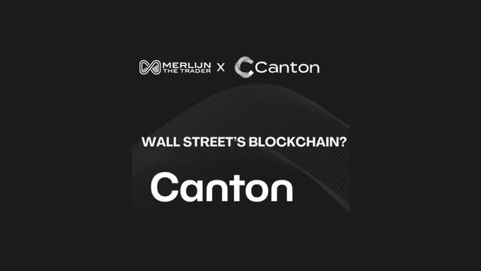The image shows a screenshot of an advertisement for Ripple, featuring two logos representing different cryptocurrency companies - one belonging to Canton, and the other to Ripple itself. The text on the post asks if "Wall Street's blockchain?" refers to the partnership between Ripple and Canton in the context of blockchain technology.