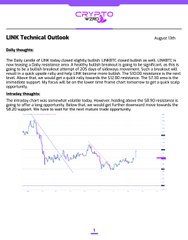 An LIMR Technical Outlook document dated August 1999 discussing LINK's technical structure and showing price chart indicators.