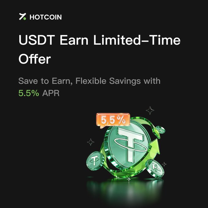 The image features a poster that promotes a limited-time offer for USDT Earned Limited-Time Offer (ETLO) using cryptocurrency. The text is green with white capital letters, which makes the offer easily readable. The offer aims to provide flexible savings options and potentially positive returns on investment. It's located at the bottom of the image and runs from June 16 through June 26, from 12:00 PM to 12:00 PM (UTC+8).