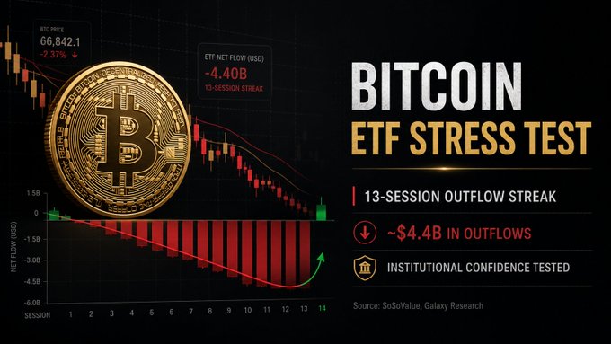 The image features a graph showing the performance of the Bitcoin ETF (BITCOIN) against the S&WIKI Galaxy Research data, which highlights the growth of the ETF over time. The image suggests that institutions are increasingly confident about investing in Bitcoin due to its upward trend and strong performance.