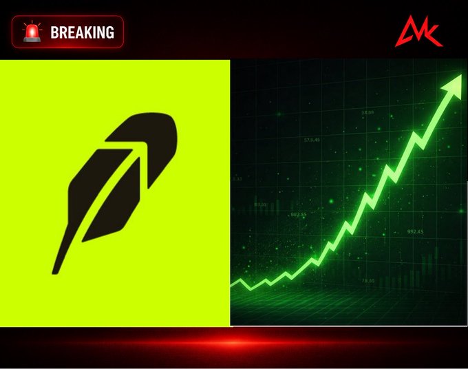 A graphic showing a green feather/quill logo on the left and a green stock chart with an upward arrow on the right, with a 'BREAKING' news banner at the top.