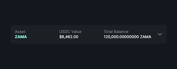 A screenshot shows a crypto portfolio balance of 120,000 ZAMA tokens valued at $6,462.00 in USDC, visually confirming the poster's claim of selling their ZAMA holdings for roughly a 10x return on their initial $600 investment.