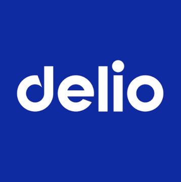 The image displays the Delio logo, featuring the company name "delio" in white lowercase text against a solid blue background, which relates to the news of Delio's CEO Jeong Sang-ho being sentenced to 15 years in prison for defrauding users of approximately $50 million in cryptocurrency.