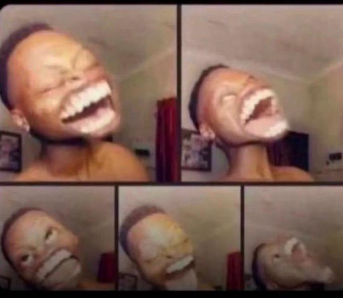 A meme featuring a collage of five distorted images showing a person laughing hysterically, used to express uncontrollable laughter at the predictable reaction of Web3 community members commenting "lol" on Ansem's posts.
