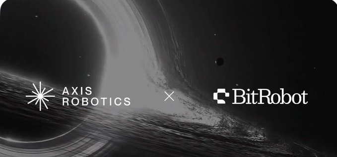 The image features a logo for BitRobot, which is a company that specializes in robotics technology. The logo includes a black background with white text that reads "bitrobots" followed by a line of code that says "SN/04 là một nhiên cải AI Vật lý". This suggests that BitRobot is focused on developing and promoting robotics technology. The image also includes a black background with white text, which reads "axisrobotics vừa collab tác với @bitrobot network axis đang ra mắt SN/04 trên BitRobot". This indicates that the company is collaborating with other organizations in the field of robotics.