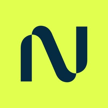 The image shows the stylized dark blue "N" logo of Nebius AI (NBIS) on a bright yellow-green background, visually branding the company behind the post's news about its 33% surge following strong Q2 earnings and the launch of tokenized NBIS trading on Solana.