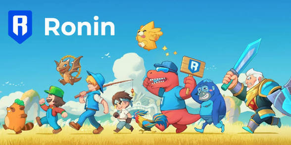 The image features a cartoon-style illustration of a group of children walking down a path, with one child holding a sign that says "Ronin". The scene includes various characters such as a dragon, a boy wearing a hat, and other kids in different outfits. The overall atmosphere is playful and fun, reflecting the nature of the post about Web3 gaming.