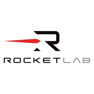 The image shows the Rocket Lab logo, featuring a stylized black and red "R" with a rocket trail design above the text "ROCKETLAB." This branding aligns with the post announcing the launch of Rocket Lab ($RKLB) token pairs on Pumpfun.