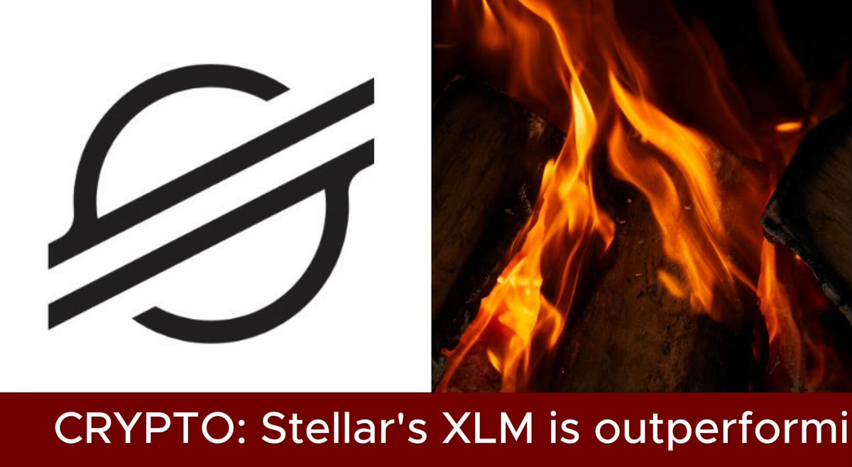 The image presents two logos - one featuring the letter "S" with the word "CRYPT" in black, and another logo with an orange flame and a "XLM" symbol. The text accompanying these images explains that "CRYPT: Stellar's XLM is OUTPERFORMI". It is unclear what the context of this claim might be, but it seems to imply that the XLM token or cryptocurrency has performed exceptionally well in comparison to the market pullback experienced by other tokens.