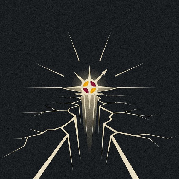 A radiant sword-like emblem emerges from a cracked surface, symbolizing Meridian Capital DAO's bold vision to become the onchain MicroStrategy of the RH ecosystem and a central liquidity hub through treasury management and covered calls.