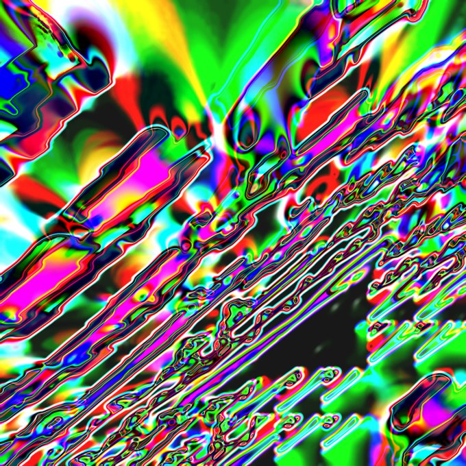 A vibrant, psychedelic digital artwork bursts with swirling, liquid-like forms in electric hues of magenta, green, blue, and yellow, radiating energy outward from a central point. The abstract composition embodies the spirit of the message "Share your art because you care," serving as a visual reminder that creative expression is a heartfelt act worth sharing with the world.