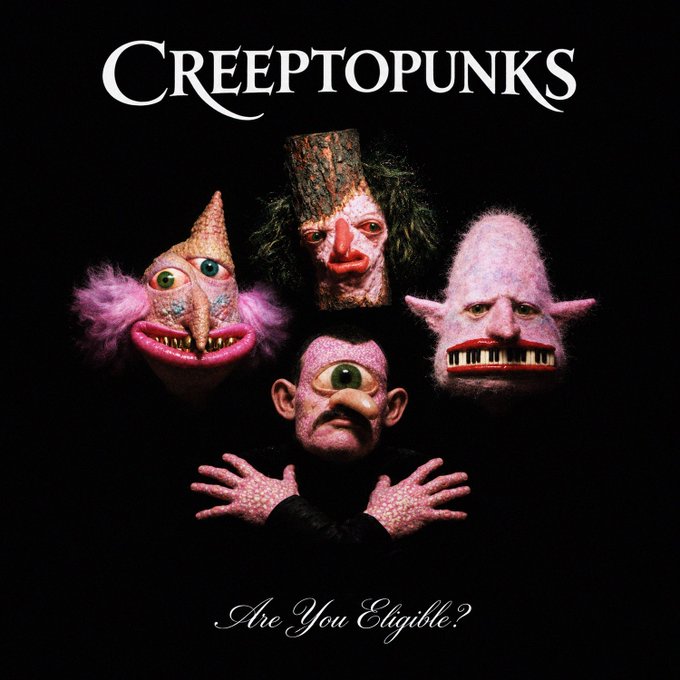 An album cover for 'Creeptopunks' titled 'Are You Eligible?' featuring four grotesque, handcrafted monster puppets with distorted faces against a black background.