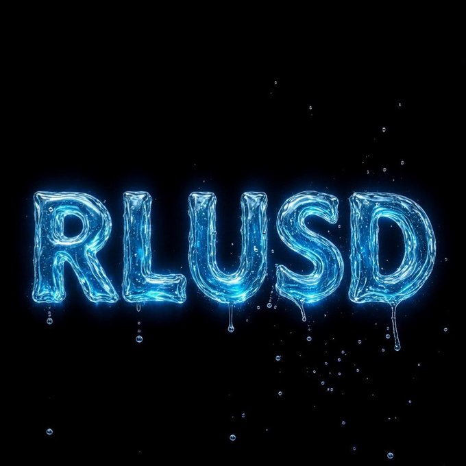 The word 'RIUSD' appears in glowing, dripping blue water-style lettering against a black background with floating bubbles.