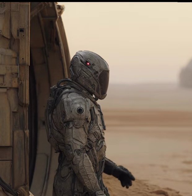 A man dressed in a futuristic costume, complete with a helmet and gloves, stands next to a large wooden box or structure resembling an office building that has windows. The text overlay in the caption reads "Good afternoon @useTria Absorbing every fragmented chain into one seamless UX. @quipnetwork Quantum-proofing infrastructure before the cryptographic crash hits. @TheARCTERMINAL AI built to execute onchain. Zero text generation fluff. @NomismaNetwork Rewarding actual". The image's main focus is on the man in the futuristic costume, who appears to be a video game character or some other form of digital representation, possibly from the movie "Arcterma" that was released in 2007.