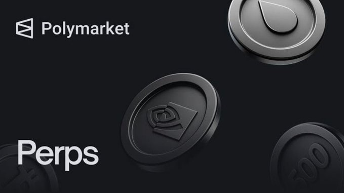 A dark promotional graphic announces “Polymarket” and “Perps,” featuring stylized coin-like tokens. It relates to the launch of Polymarket Perps and the potential $POLY token airdrop.