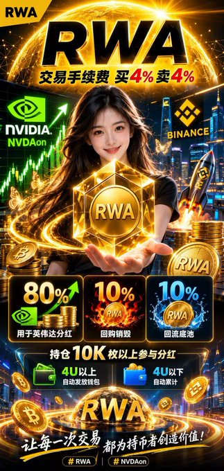 The image features a woman holding up a golden coin with a diamond shape above her head. The background of the image shows an illustration of a city skyline, with the words "RWA only needs diamond hands!" written below the woman's figure. This suggests that the image is promoting a new cryptocurrency called RWA or Real-Time Wallet Application.