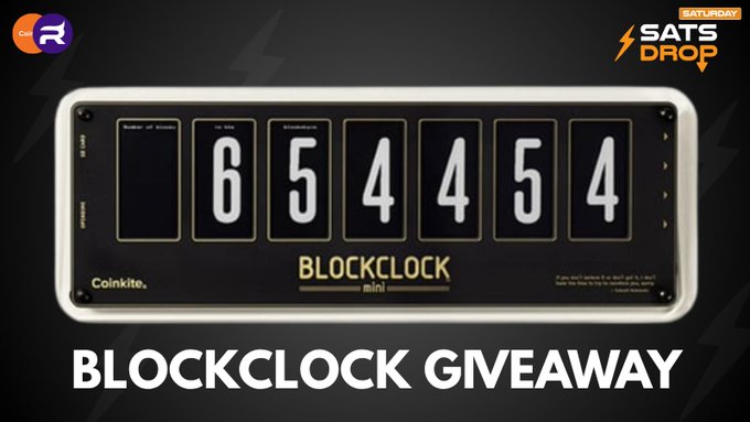 The image features a Blockclock Mini game clock with the text "Blockclock Mini winner @JeepCheroman" written above it, indicating that the person who won the game has used this particular game clock. The post also mentions that the winner is @JeepCheroman and encourages others to participate in the game by visiting drop.rhinobitcoin.com.