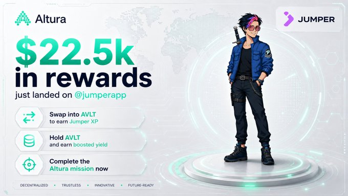 The image features a person standing in front of a screen, with a piece of text displayed nearby that reads "Gn fam... one of the cleaner defi setups I have seen recently. if you'ralving on @jumperapp and not doing anything with your assets..." This suggests that the person might be a user of the social media platform or a developer working on a specific feature within their asset management tool, such as Altura in this case. The image showcases a snapshot of a game or some related information about the content being posted, which might be relevant to the overall gaming experience or discussions around the platform.