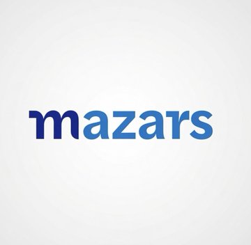 The image displays the Mazars logo in blue lowercase text on a white background. This relates to the post about Mazars, the auditing firm that withdrew from auditing crypto platform Kraken and now owes Payward $22 million in arbitration damages.
