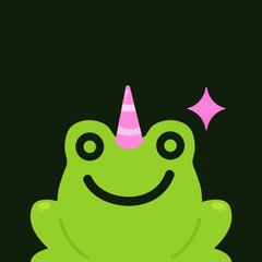 A smiling green frog emoji with a pink unicorn horn and a sparkle, playfully personifying the quirky spirit of a new crypto launchpad. The whimsical horn symbolizes the magical launch of PoolsTrade supporting Arc Mainnet from day one.