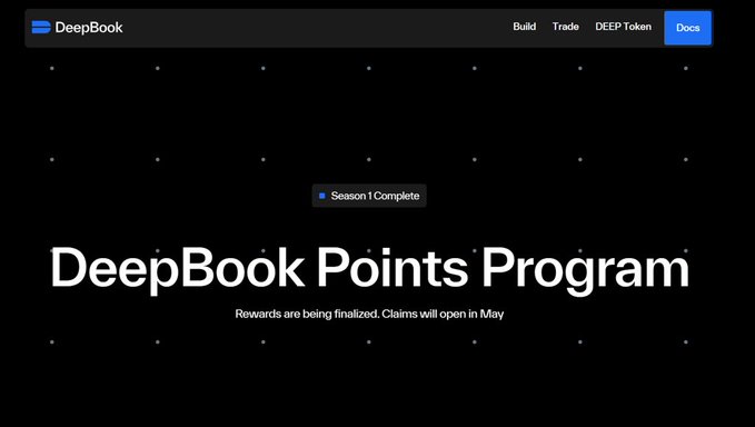 The image shows a website called DeepBook Points Program, which appears to be an online rewards program for users who have completed certain tasks or achieved specific goals. The website has a black background with white text that reads "DEEP only on Sui". This suggests that the site is designed specifically for users who are interested in DeepBooks and want to earn points by participating in various activities related to the DeepBook Points Program.

The image also contains some text about the rewards system, which states that there are rewards available for those who have completed certain tasks or achieved specific goals. The website has a clean and modern design with a simple layout featuring a white background and black text.