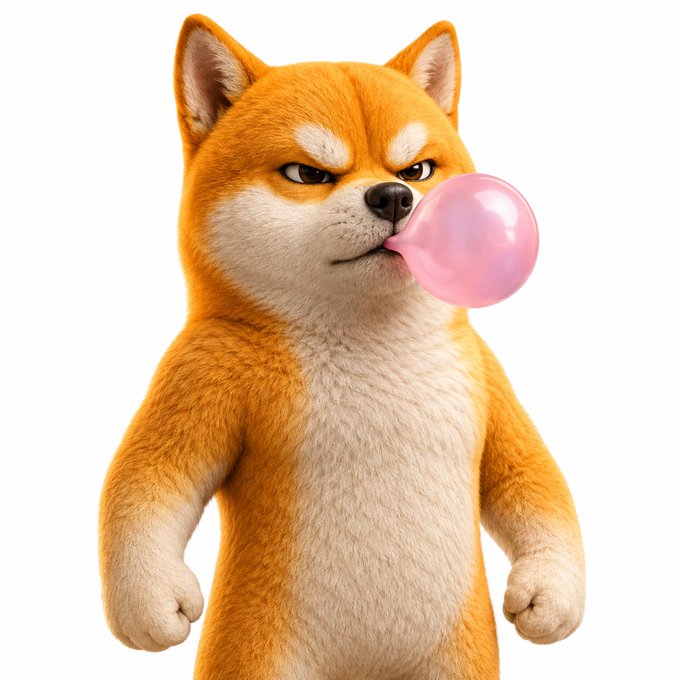 The image features a cartoonish dog with an angry expression, standing upright against a white background. The dog has its mouth open wide as if it's blowing up a balloon or chewing gum. The caption of the image reads "relentlessly $DOGE", which is likely a reference to the dog's aggressive and determined demeanor.