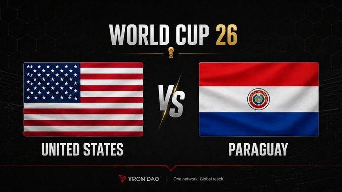 The image features two flags - one representing the United States and another representing Paraguay. The flags are positioned side by side against a black background, with text above them that reads "World Cup 26 vs. Paraguay". This suggests that there is an upcoming World Cup between these two countries, and they are both competing in this event.