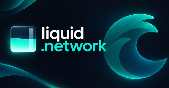 A digital graphic displays the 'liquid.network' branding, featuring a glass-like icon filled with teal liquid next to the text and a stylized wave logo.
