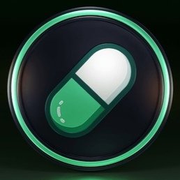 A 3D-rendered graphic of a green and white pill encased in a glowing green circular border against a dark background.