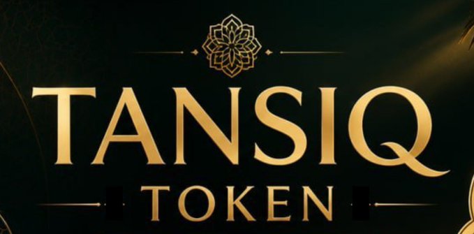 A luxurious black and gold promotional banner displays "TANSIQ TOKEN" in bold, elegant gold lettering, topped with an ornate decorative emblem—reinforcing the post's call to early adopters of the $TANSIQ crypto project.