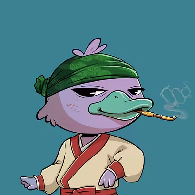 The image features a cartoon duck wearing a bandana and holding a pipe with its beak while standing against a blue background. The caption below the image reads "yo been farming @wallchain for a few weeks now and honestly it's lowkey one of the cleanest attentionfi plays i’ve seen in crypto, they're not just giving points for spamming, they actually measure real influence, quality content, genuine reach, not fake engagement bullshit.". The image is related to the post as it discusses the importance of measuring real influence and quality content in the crypto world.