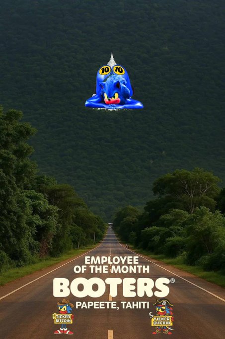 The image features a poster for an employee of the month at a company called Booters, which has a cartoon character from Sonic the Hedgehog as their mascot. The poster also includes text that reads "I got employee of the month at Booters. Now I get special latina culona privileges." This suggests that the employee in question is receiving some sort of special recognition or benefit related to their job title.