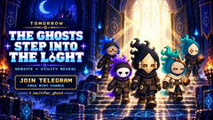 A podcast cover or thumbnail titled 'THE GHOSTS STEP INTO THE LIGHT' featuring cute ghost characters, with host John Yelegian.
