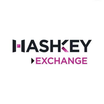 The logo for "HashKey Exchange" displayed in black and magenta text on a white background.