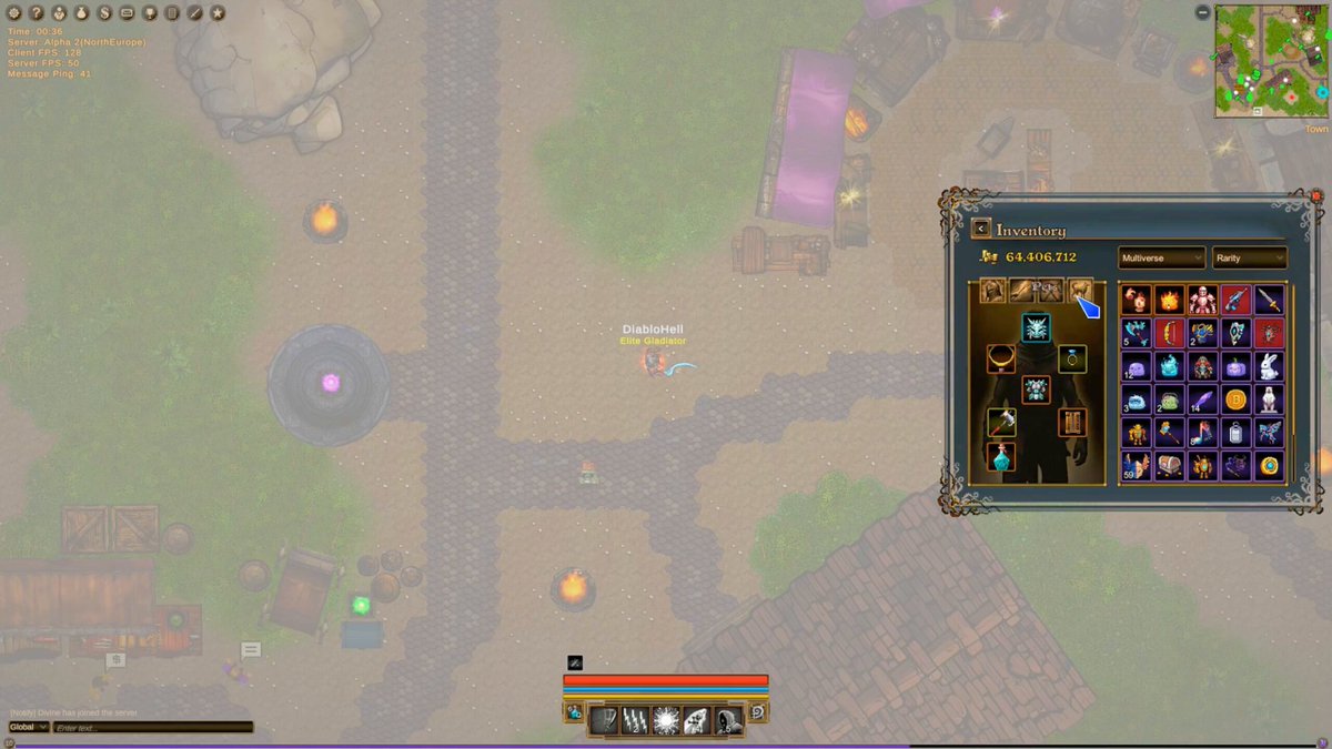 The image shows a screenshot of a video game screen with various elements such as a map, a character, and a game menu. The main focus of the image is a character that has a sword and shield, which are essential items for the game. There is also a small note in the bottom right corner of the image, possibly providing information about the game or its NFT system.