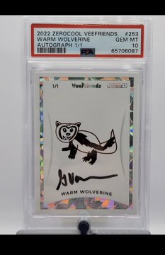 The image features a framed poster of a black and white drawing of a cat with a paw raised, accompanied by the text "War Wolverine" above and below the drawing. The poster is displayed against a gray background, and there are some words written in the bottom right corner that seem to be related to the post about the series.